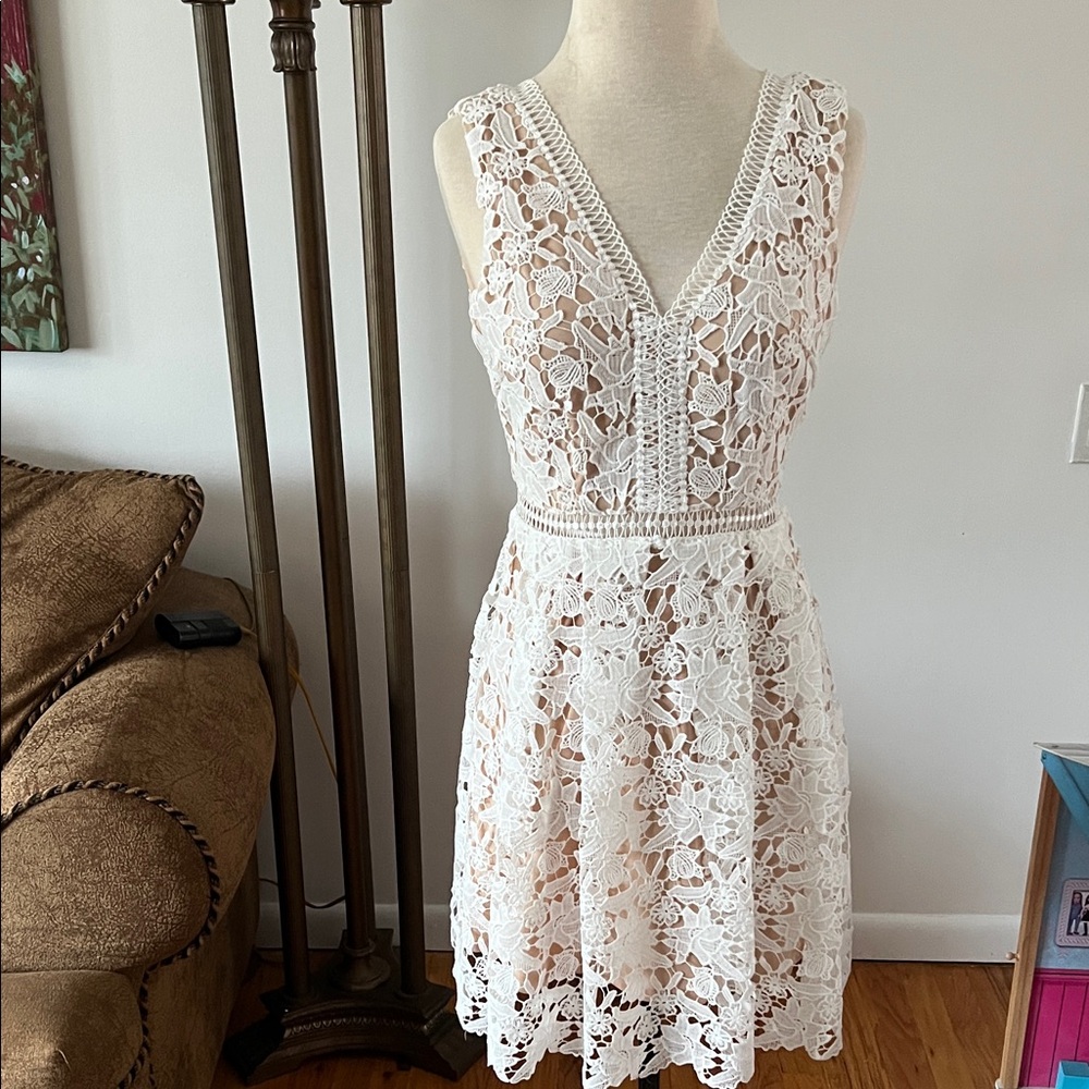 Alya White Lace Mini Dress NWOT